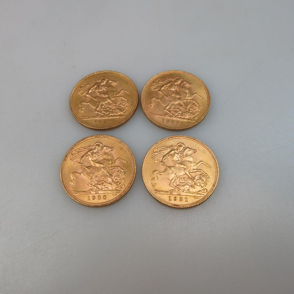 Four South African Gold Sovereign Coins