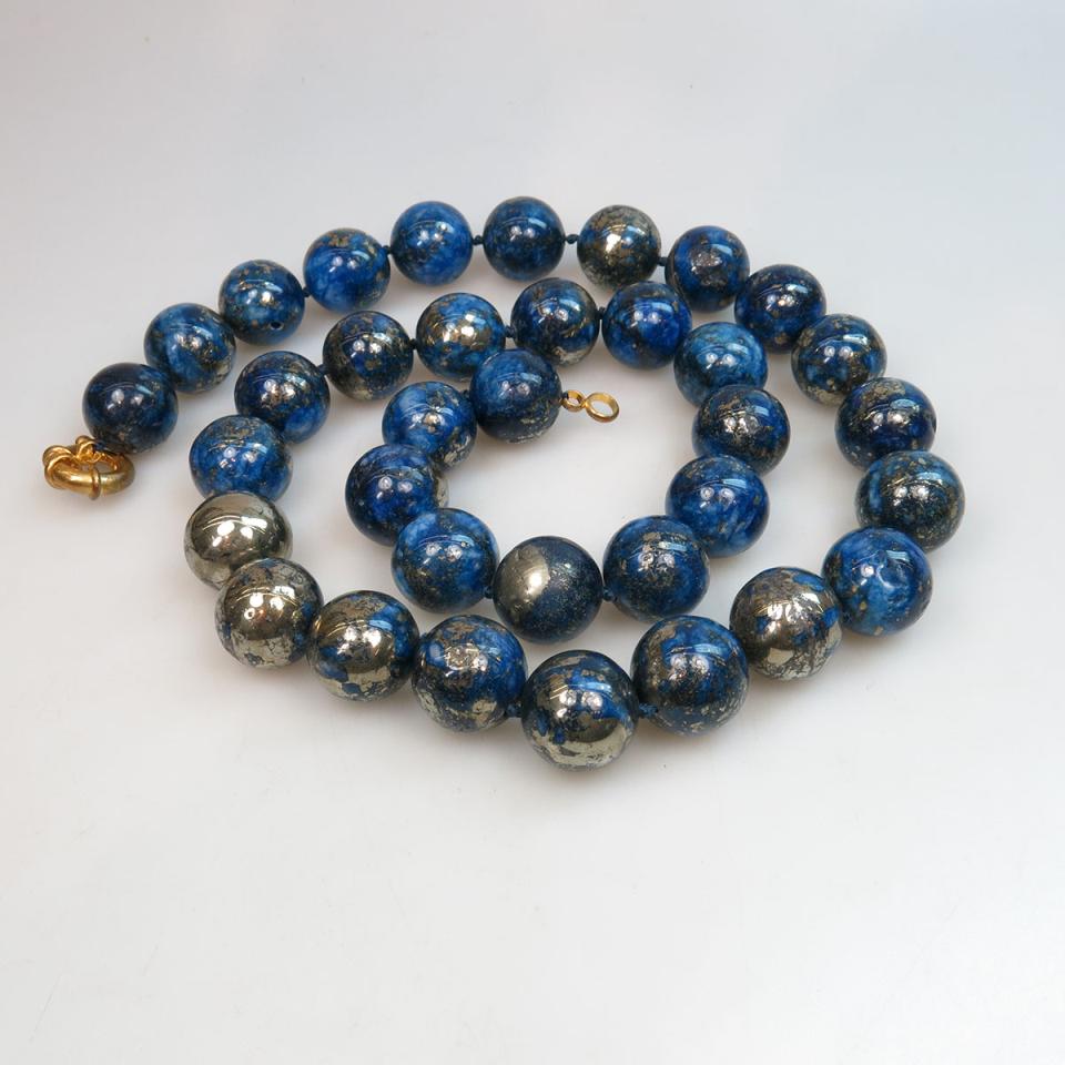 Single Strand Of Large Treated Lapis Beads