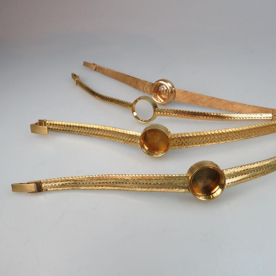 4 x Lady’s 18k Yellow Gold Wristwatch Cases And Straps