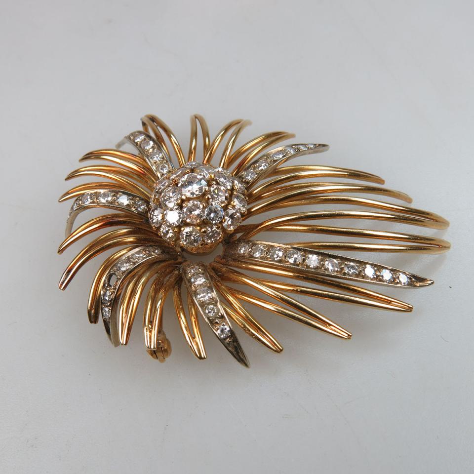 18k Yellow And White Gold Spray Brooch