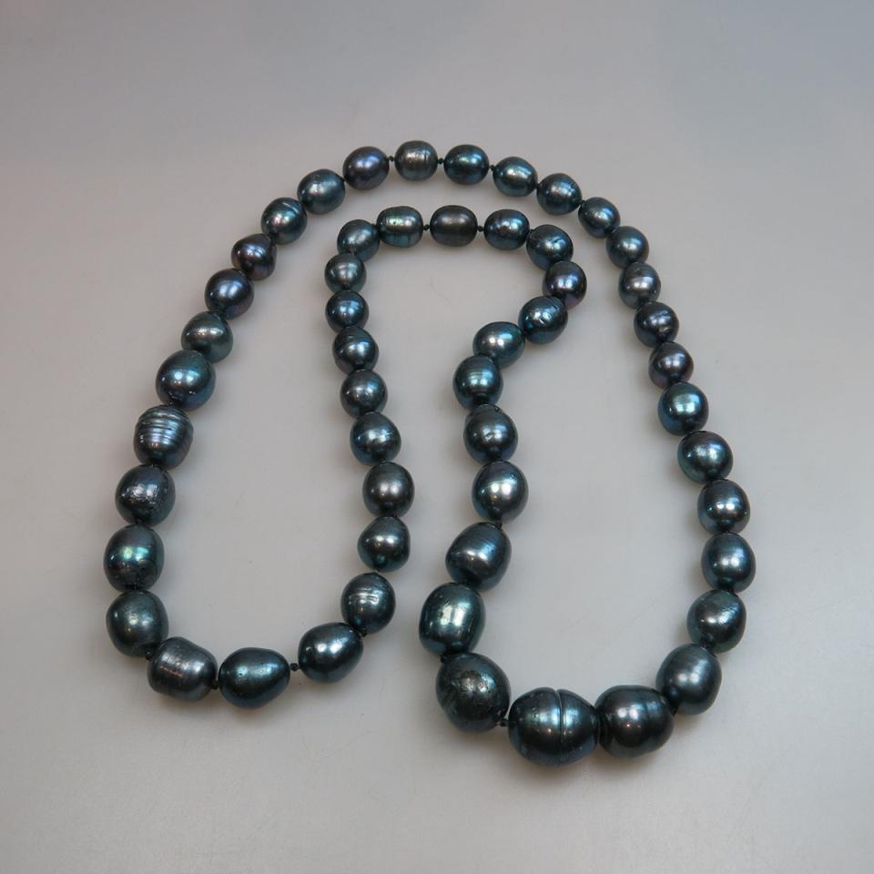Endless Strand Of Black Freshwater Pearls