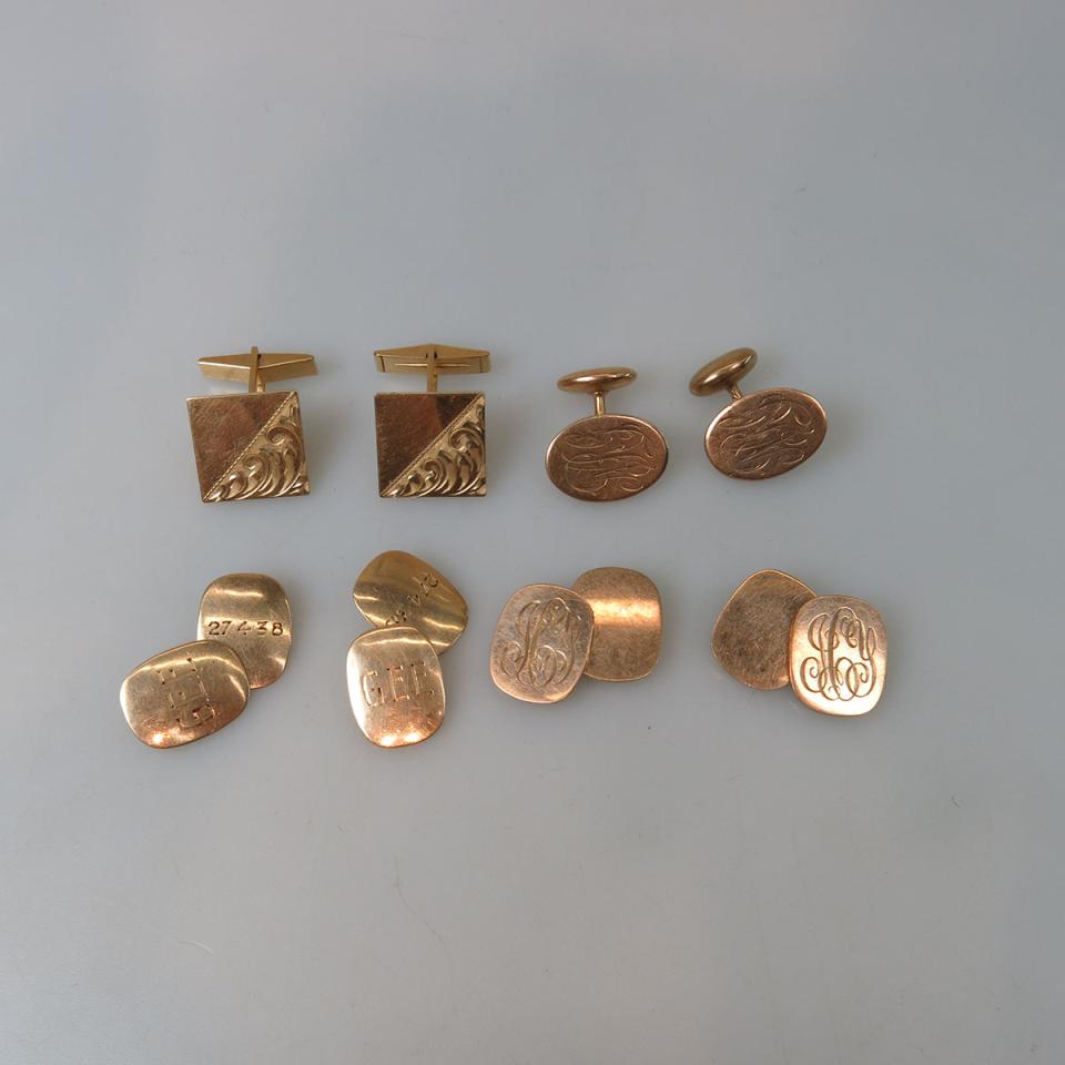 4 pairs of Gold Cufflinks