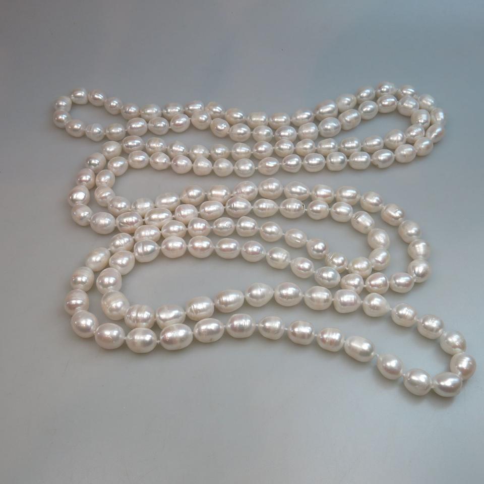 Endless Strand Of White Freshwater Pearls