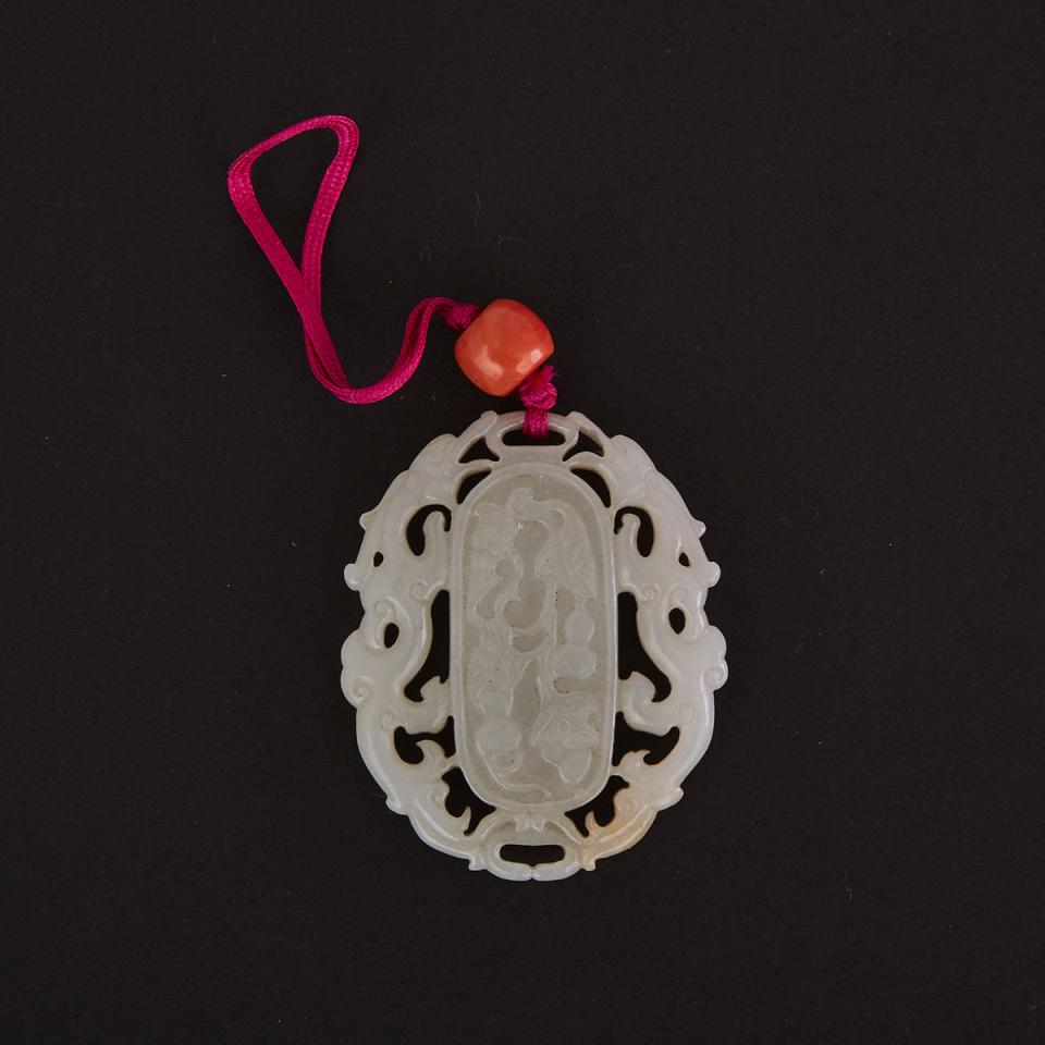 A White Jade ‘Gourds’ Plaque, 19th/20th Century
