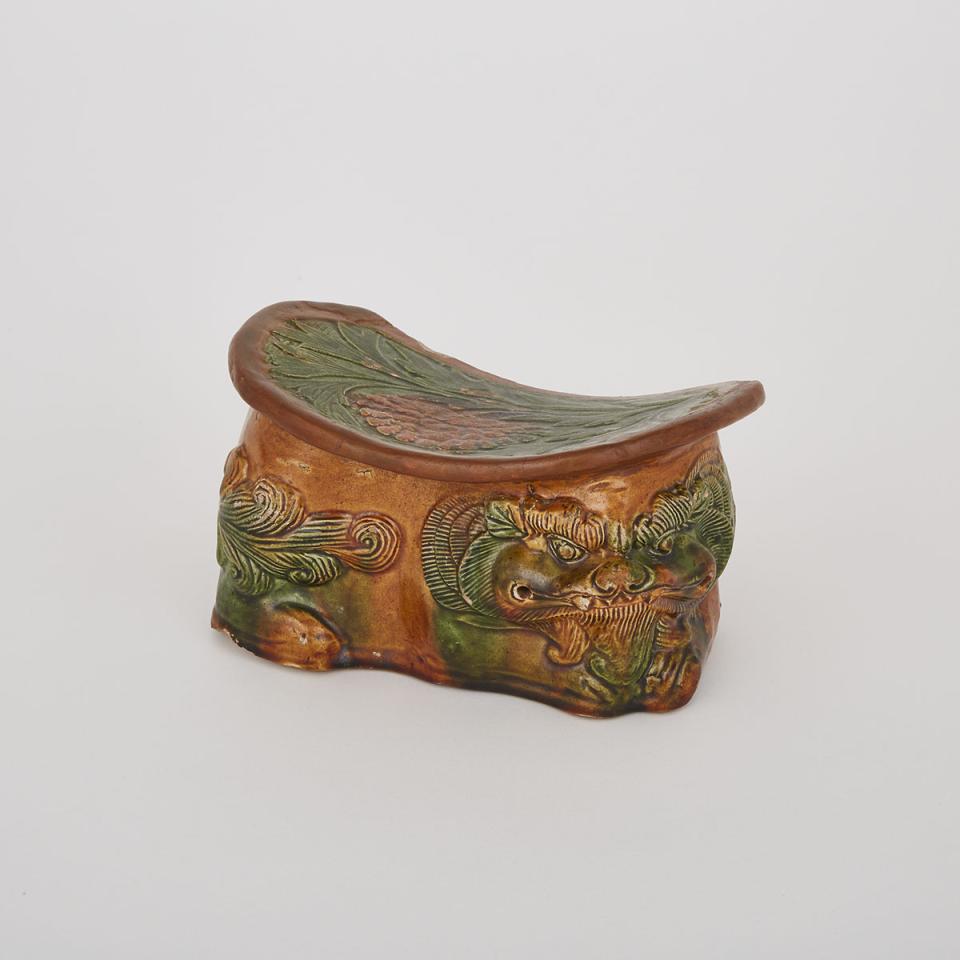 A Sancai-Glazed Ceramic Pillow, Song/Liao Dynasty