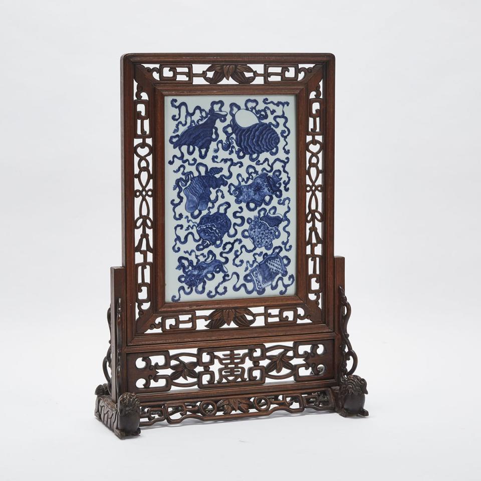 A Blue and White Porcelain ‘Conches’ Panel, Late 19th Century