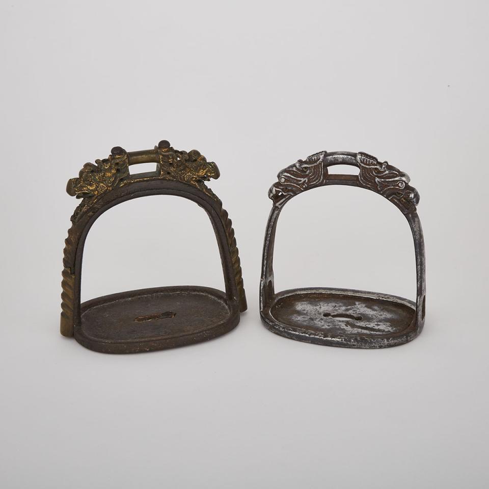 Two Chinese Iron Stirrups, Ming Dynasty, 17th Century