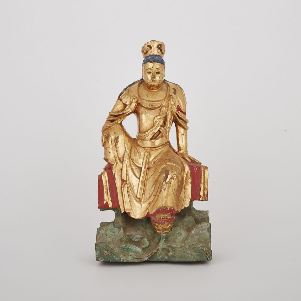 A Gilt Wood Seated Guanyin, 19th Century