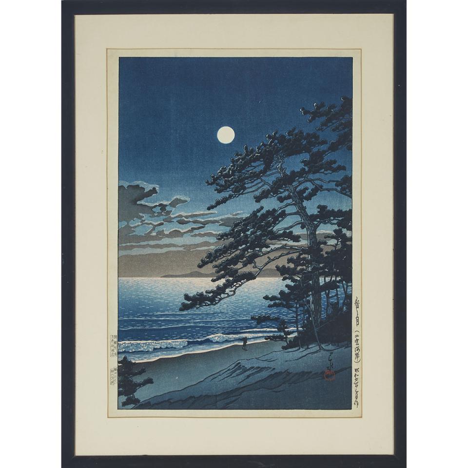 Kawase Hasui (1883-1957), Spring Moon at Ninomiya Beach, 1932 