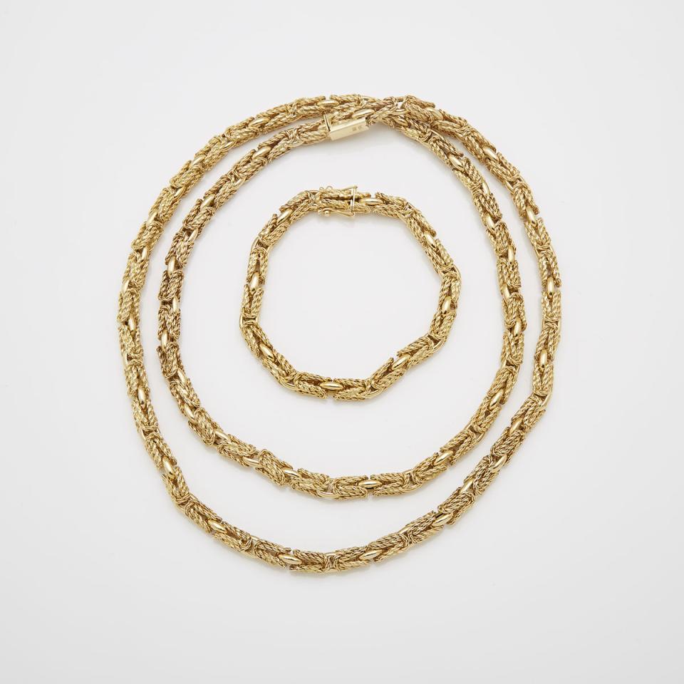 18k Yellow Gold Byzantine Link Chain & Bracelet