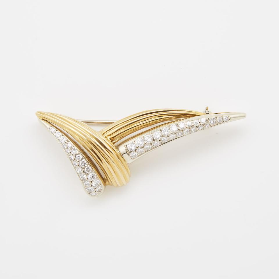 European Jewellery 18k Yellow And White Gold Brooch