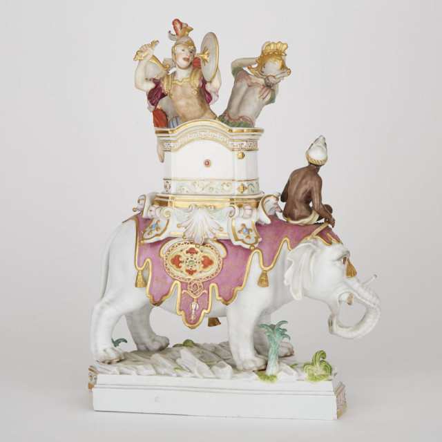 Meissen Group of Soldiers on an Elephant, late 19th century