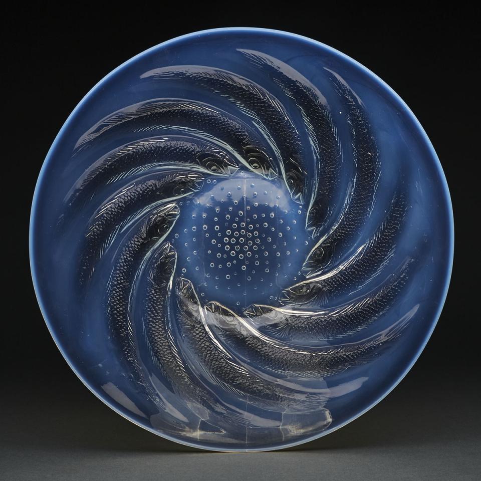 ‘Poissons’, Lalique Opalescent Glass Plate, 1930s
