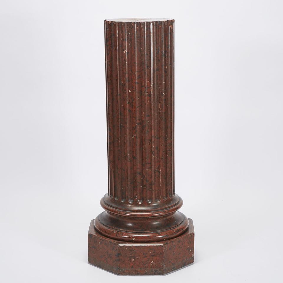 Large Rouge Griotte Classcial Column Form Pedestal, 19th century