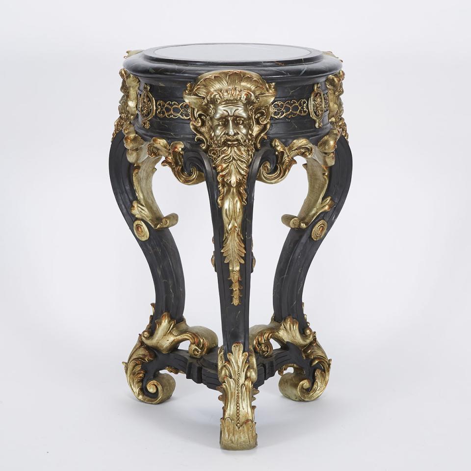 Continental Parcel Gilt Ebonized  Pedestal Table, c.1900