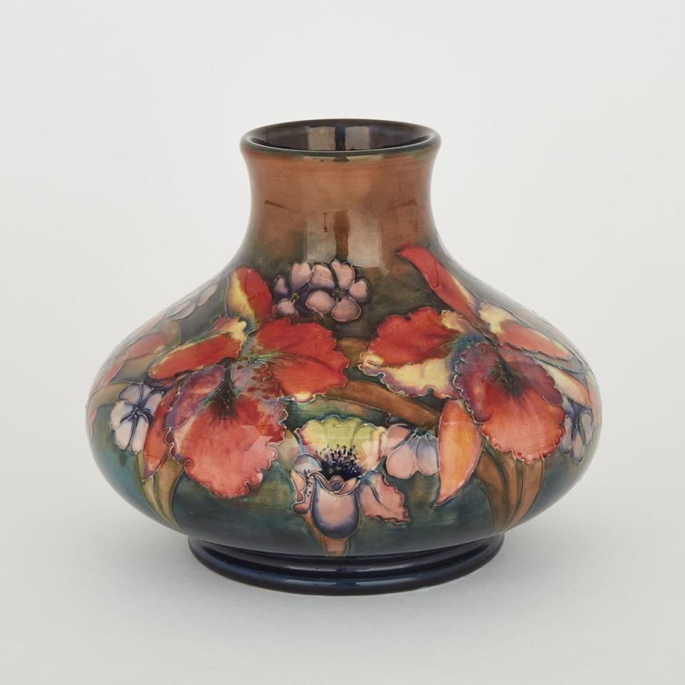 Moorcroft Flambé Orchids Vase, dated 1940