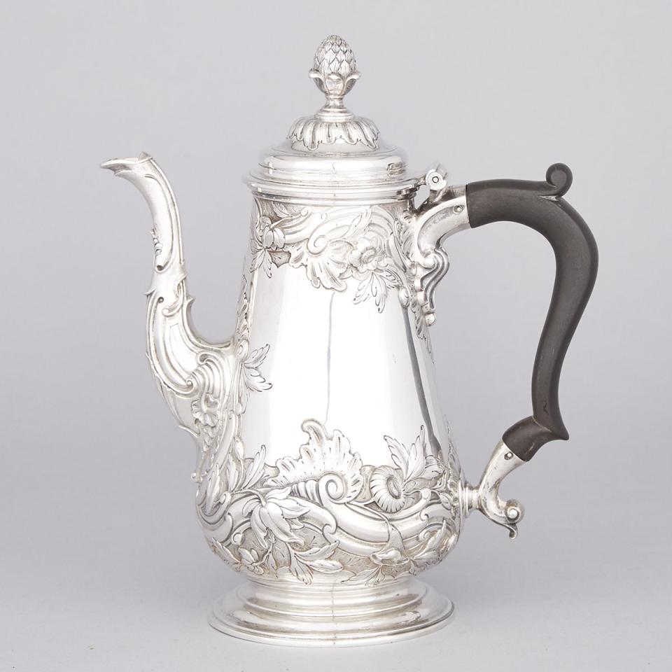 George II Silver Coffee Pot, Alexander Johnson, London, 1754