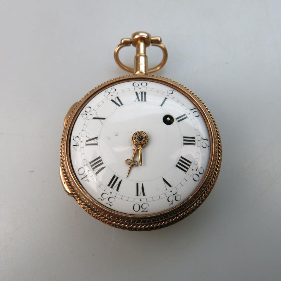 19th Century French Openface, Key Wind Pocket Watch