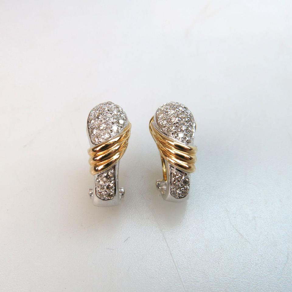 Pair Of 14k Yellow And White Gold Earrings