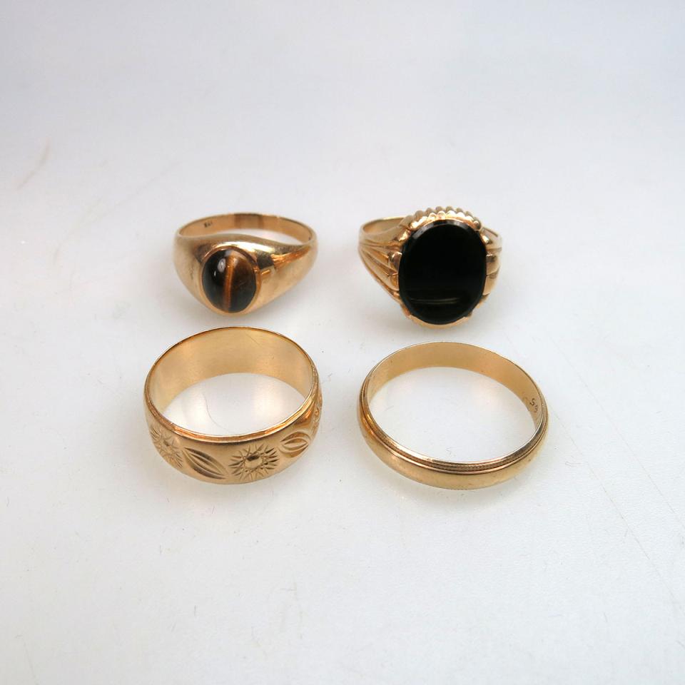 1 x 10k & 3 x 14k Yellow Gold Rings And Bands