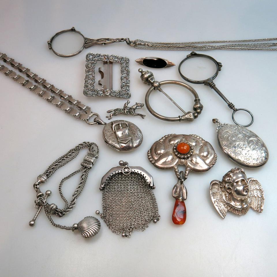 Small Quantity Of Silver Jewellery And Lorgnettes