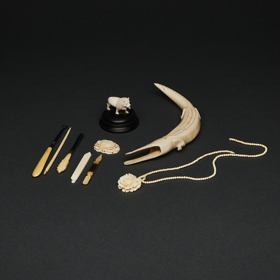 A Group of Nine Ivory Pieces