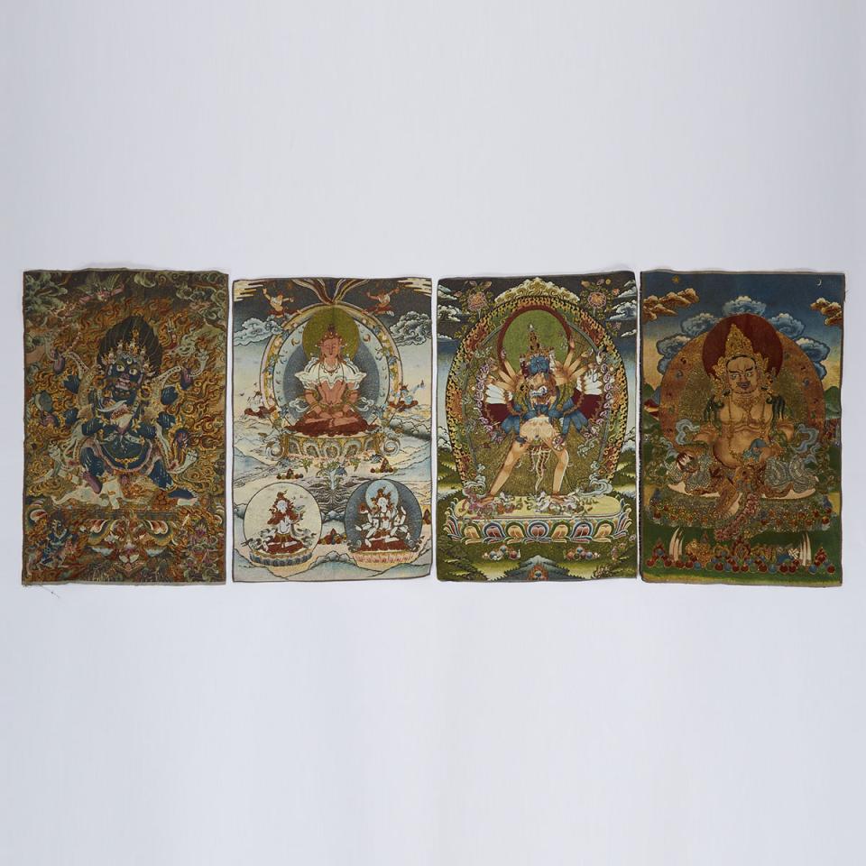 A Set of Four Embroidered Thangkas