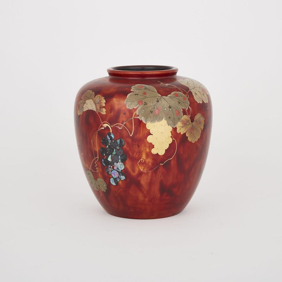 A Wood Red Lacquered Vase