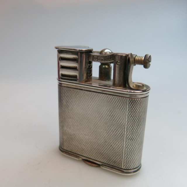Dunhill Lift Arm Unique Sport Petrol Lighter in a silver plated case