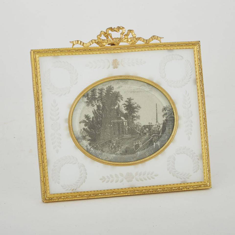 French Ormolu and Cut Frosted Glass Picture Frame, early 20th century