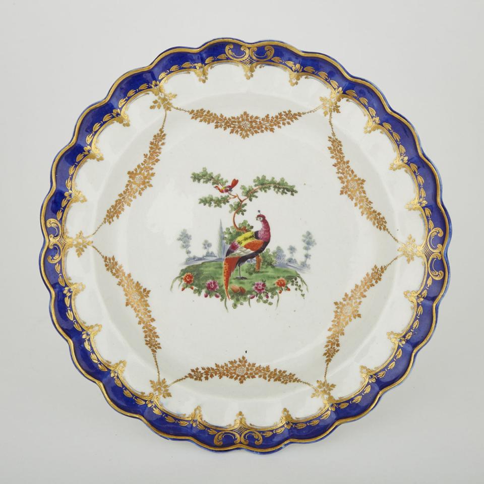 Worcester Exotic Bird Scalloped Plate, c.1775
