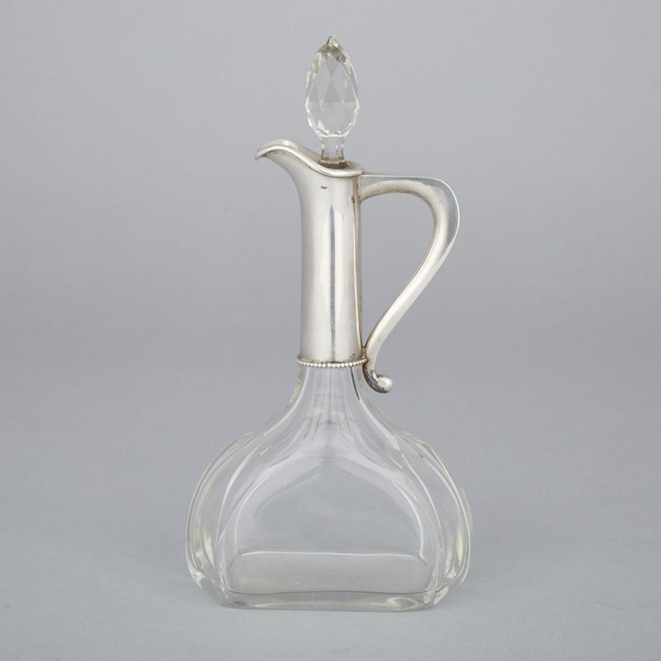 Austro-Hungarian Silver Mounted Cut Glass Carafe, Vienna, early 20th century