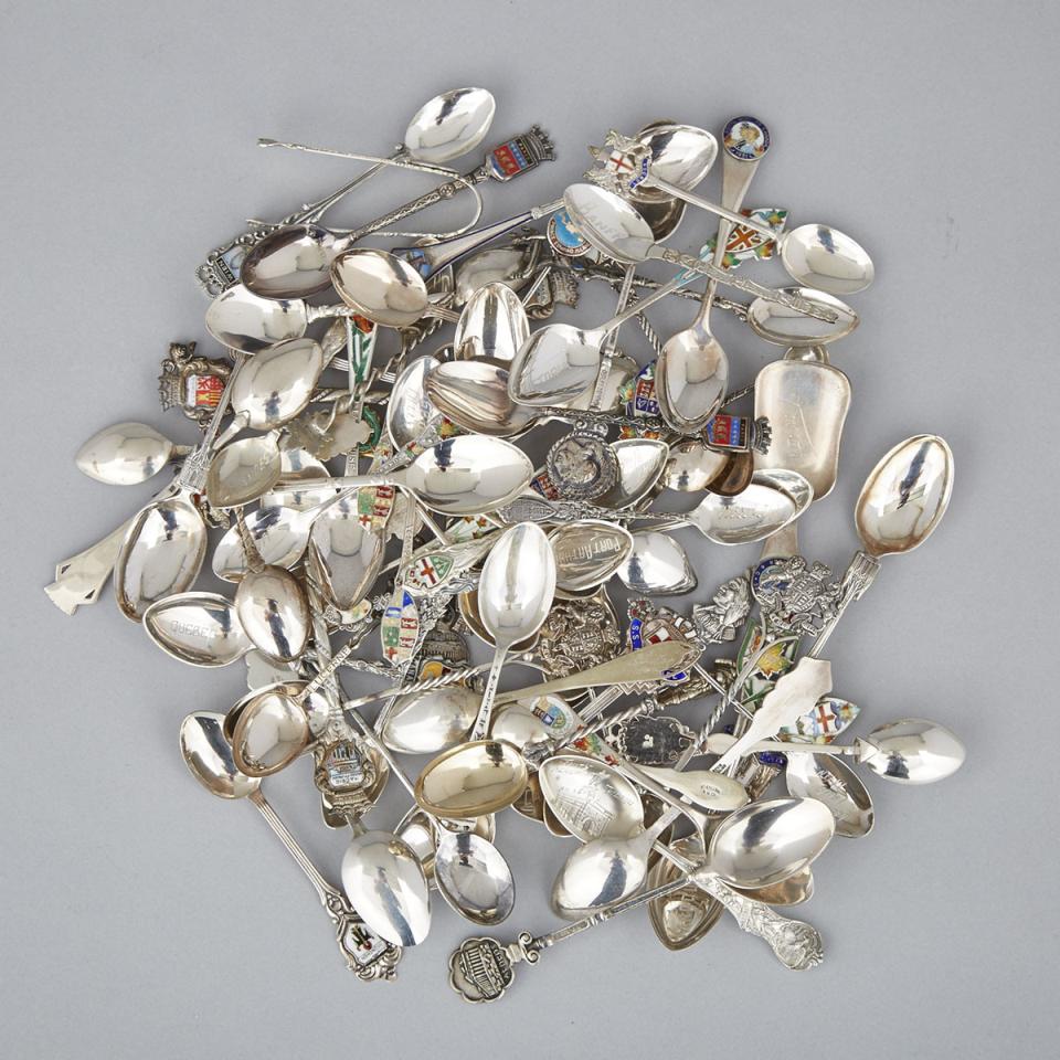 Sixty-Nine North American, English and Continental Silver Souvenir Spoons, 20th century