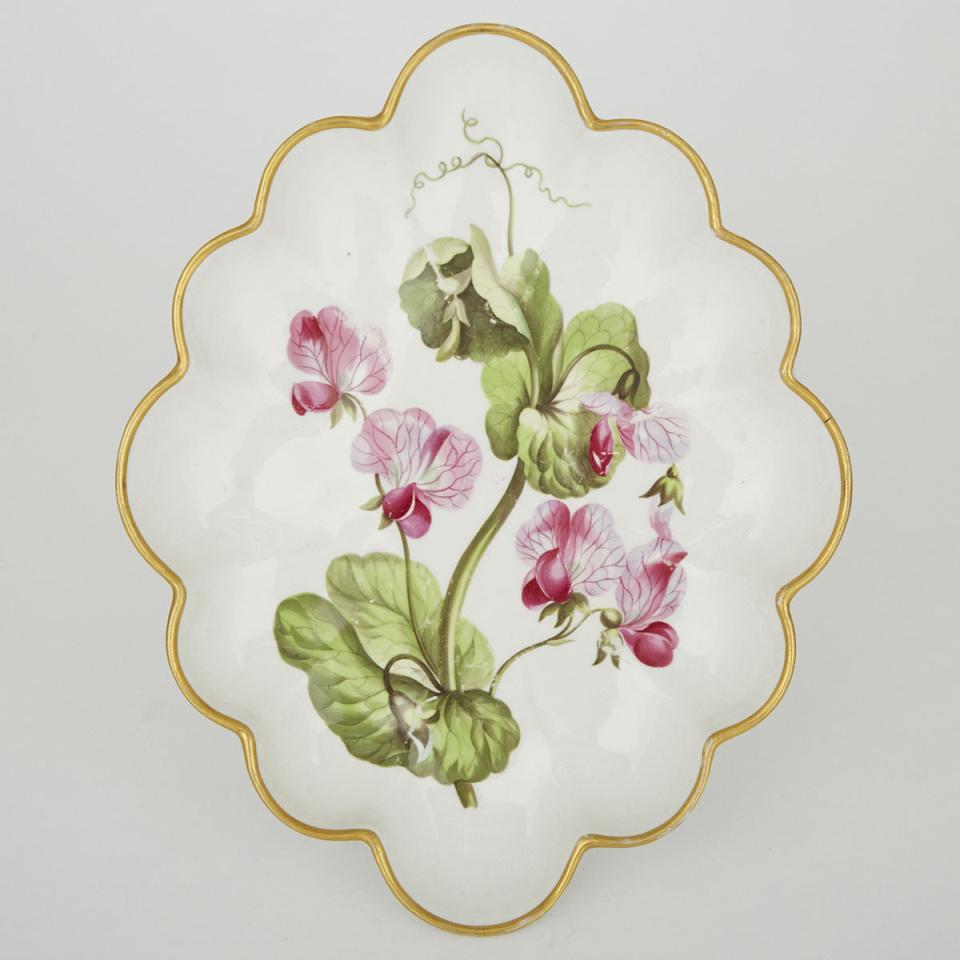 Derby ‘Crown Pea’ Botanical Lobed Oval Dish, c.1800