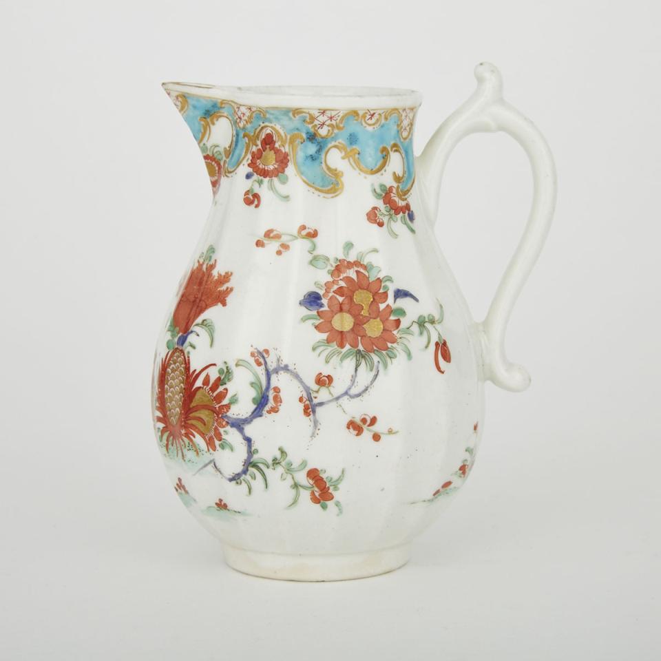 Worcester ‘Jabberwocky’ Pattern Fluted Cream Jug, c.1770