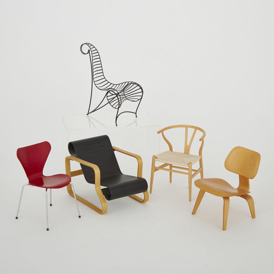 Set of Five Vitra Design Museum Miniature Chairs, 21st century