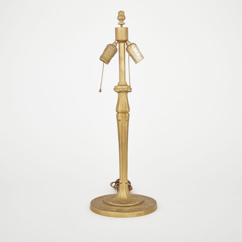 American Gilt Cast Iron Table Lamp Base, early 20th century