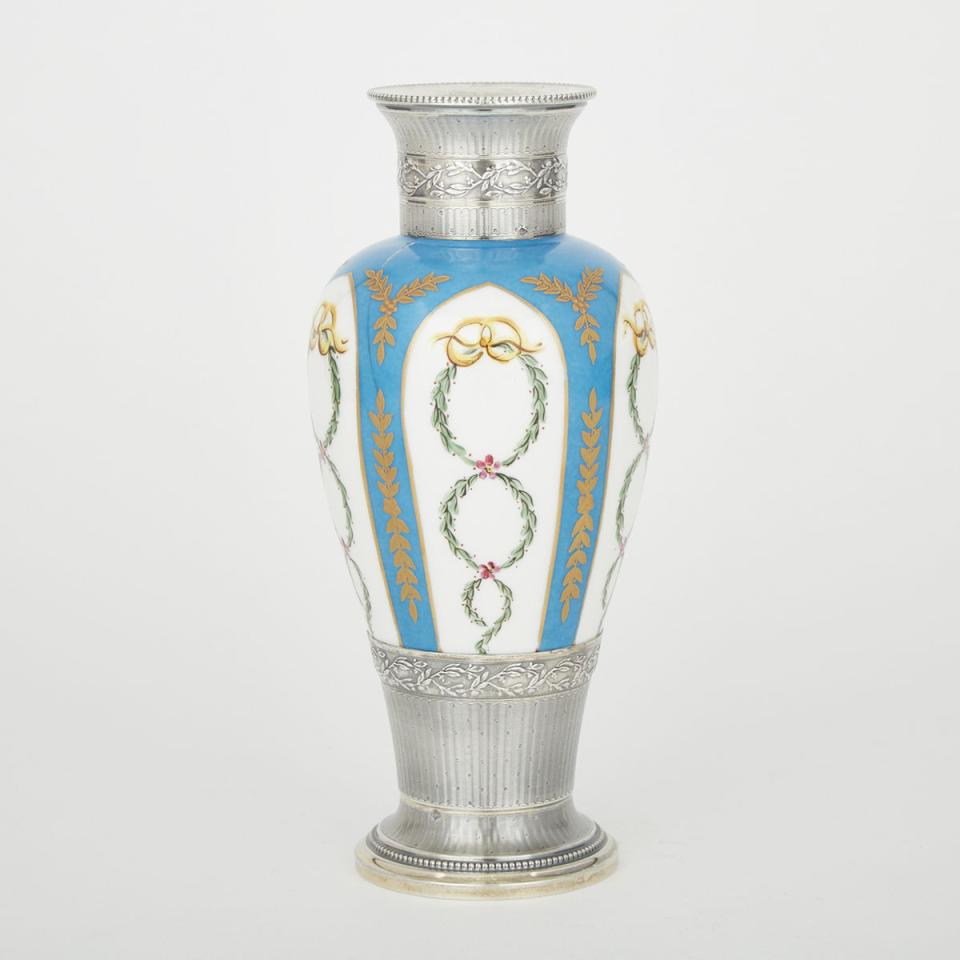 French Silver Mounted ‘Sèvres’ Vase, early 20th century