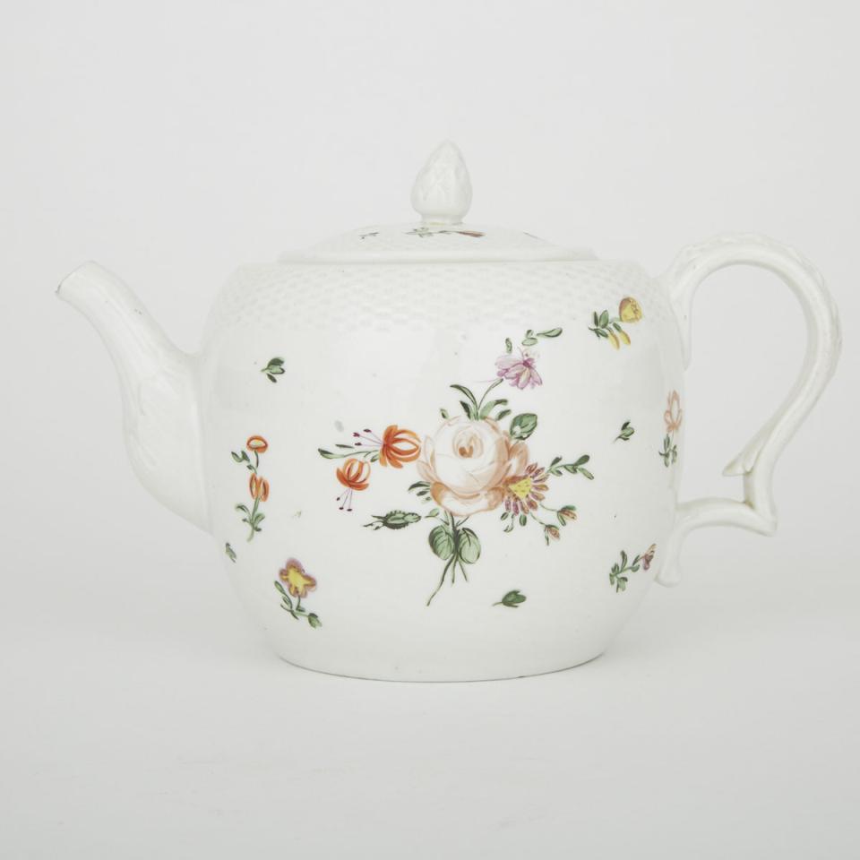 Bristol Basketweave Moulded Teapot, c.1770