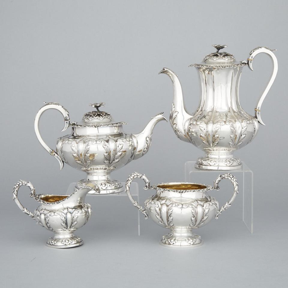 Victorian Silver Tea and Coffee Service, William Hunter, London, 1844-45