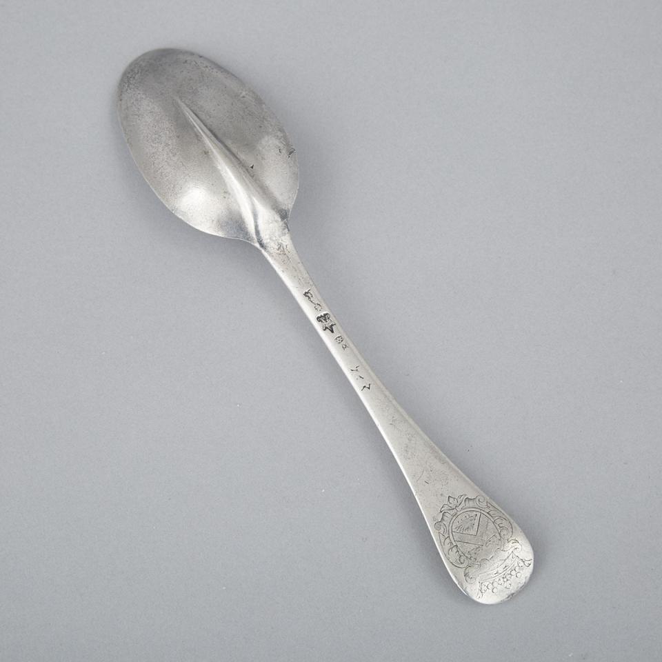 French Silver Hanoverian Rat-Tail Spoon, probably Leopold Antoine, Paris, 1706