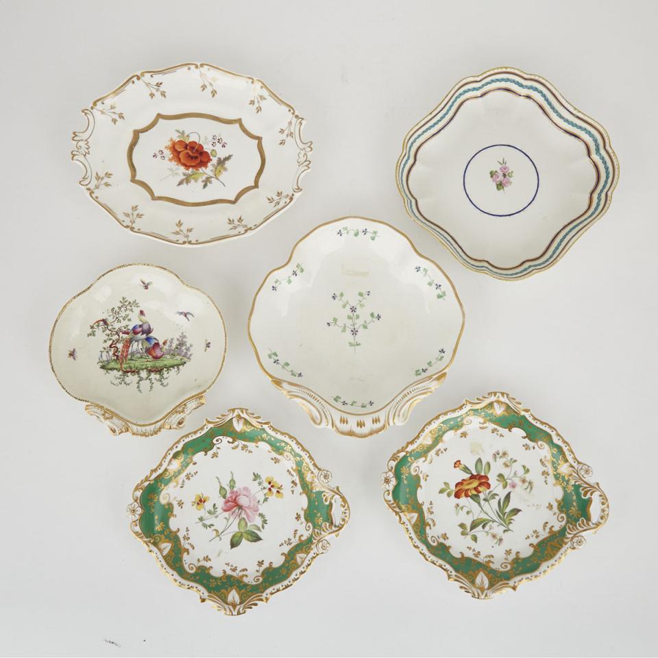 Six English Porcelain Dishes, late 18th/19th century