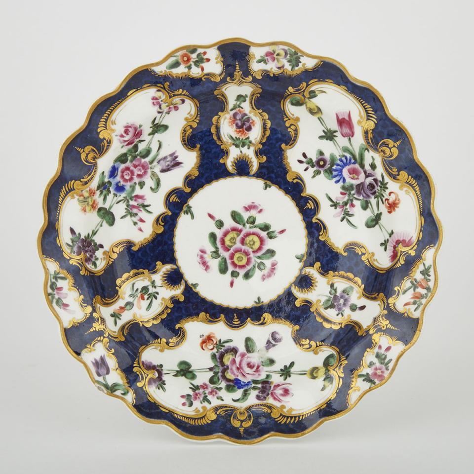 Worcester Blue Scale Ground Plate, c.1770
