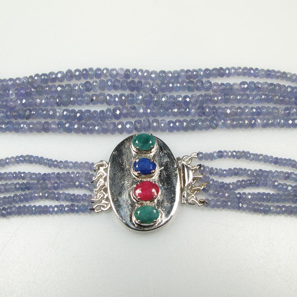 5 Strand Faceted Tanzanite Bead Necklace