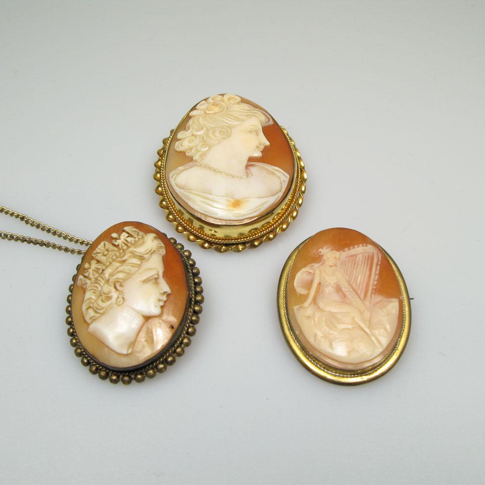 3 Oval Carved Shell Cameos