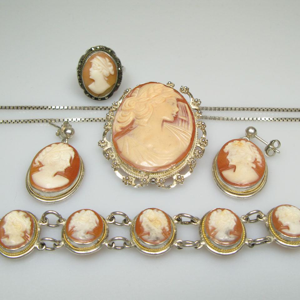 Sterling Silver Ring, Bracelet, Brooch And Earrings