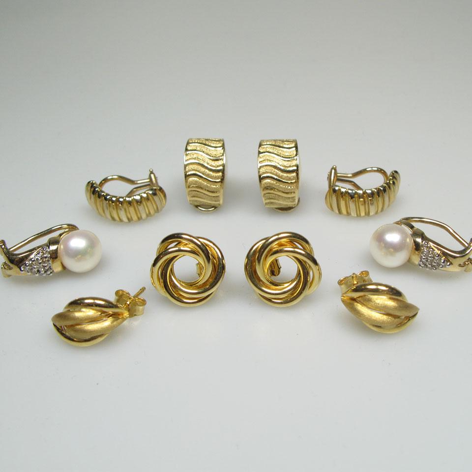 9 Various Pairs Of Gold Earrings