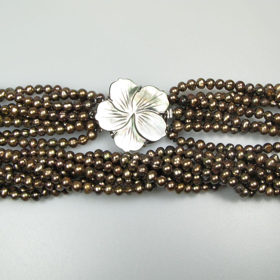 8 Strand Brown Freshwater Pearl Necklace