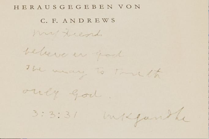 Mohandas Karamchand (Mahatma) Gandhi (1869-1948) Signed Copy of His Autobiography 'Mein Leben', 1931