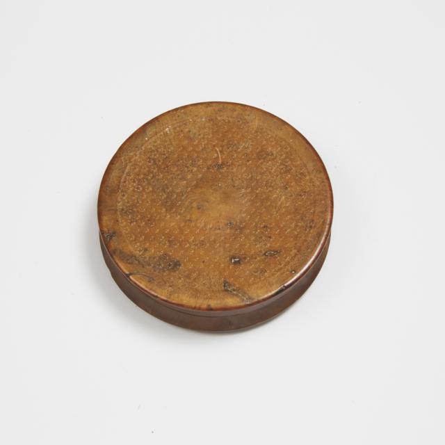 Napoleonic Turned and Pressed Burl Walnut Snuff Box, 19th century